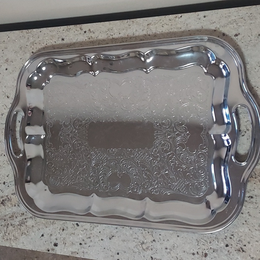 Vintage-Chrome Irvinware Oblong Handled Serving Tray